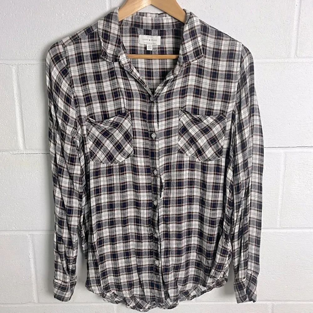 Lucky Brand plaid button up long sleeve shirt